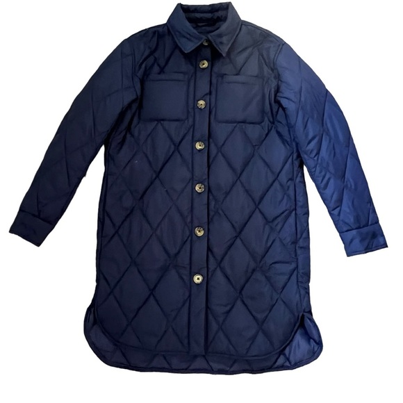 BADGLEY MISCHKA Quilted Shacket In Navy NWT Size XS/TP - Picture 3 of 8
